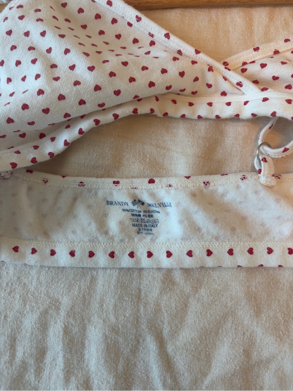 Brandy Melville |  White Bralette with Red Heart Print - Picture 3 of 3